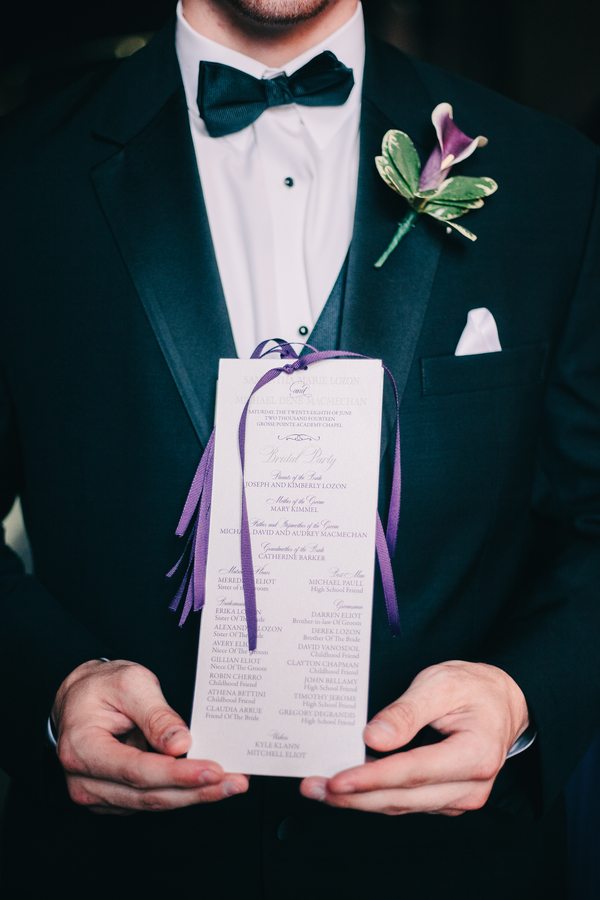 purple and gold wedding program