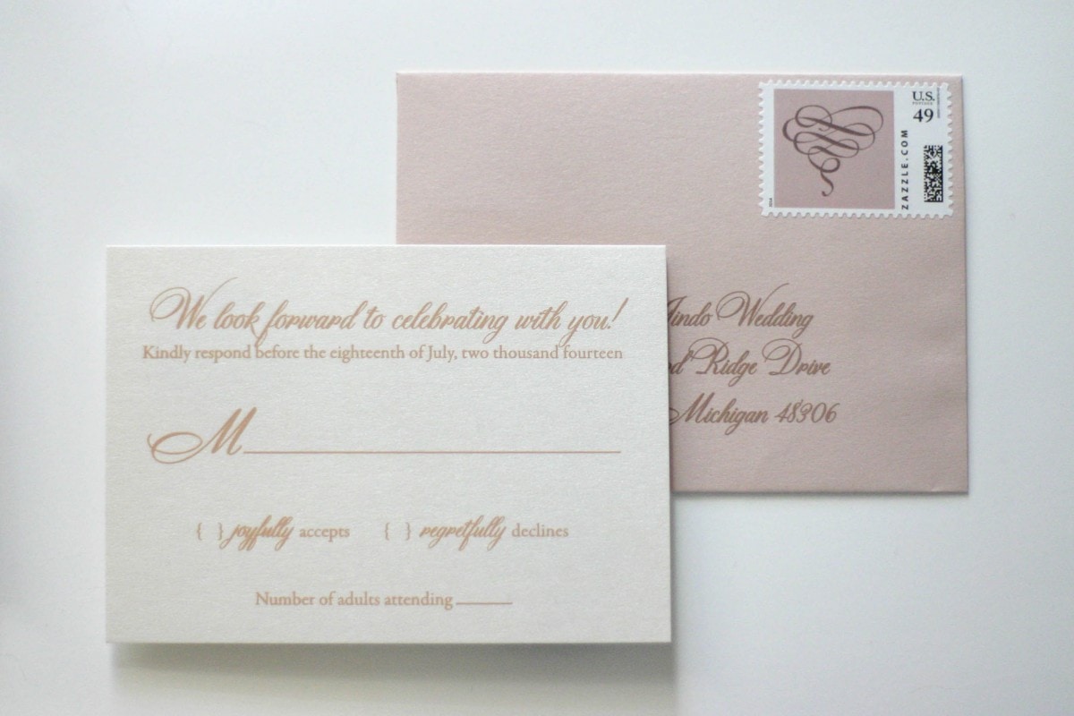 lace and dusty rose wedding invitation