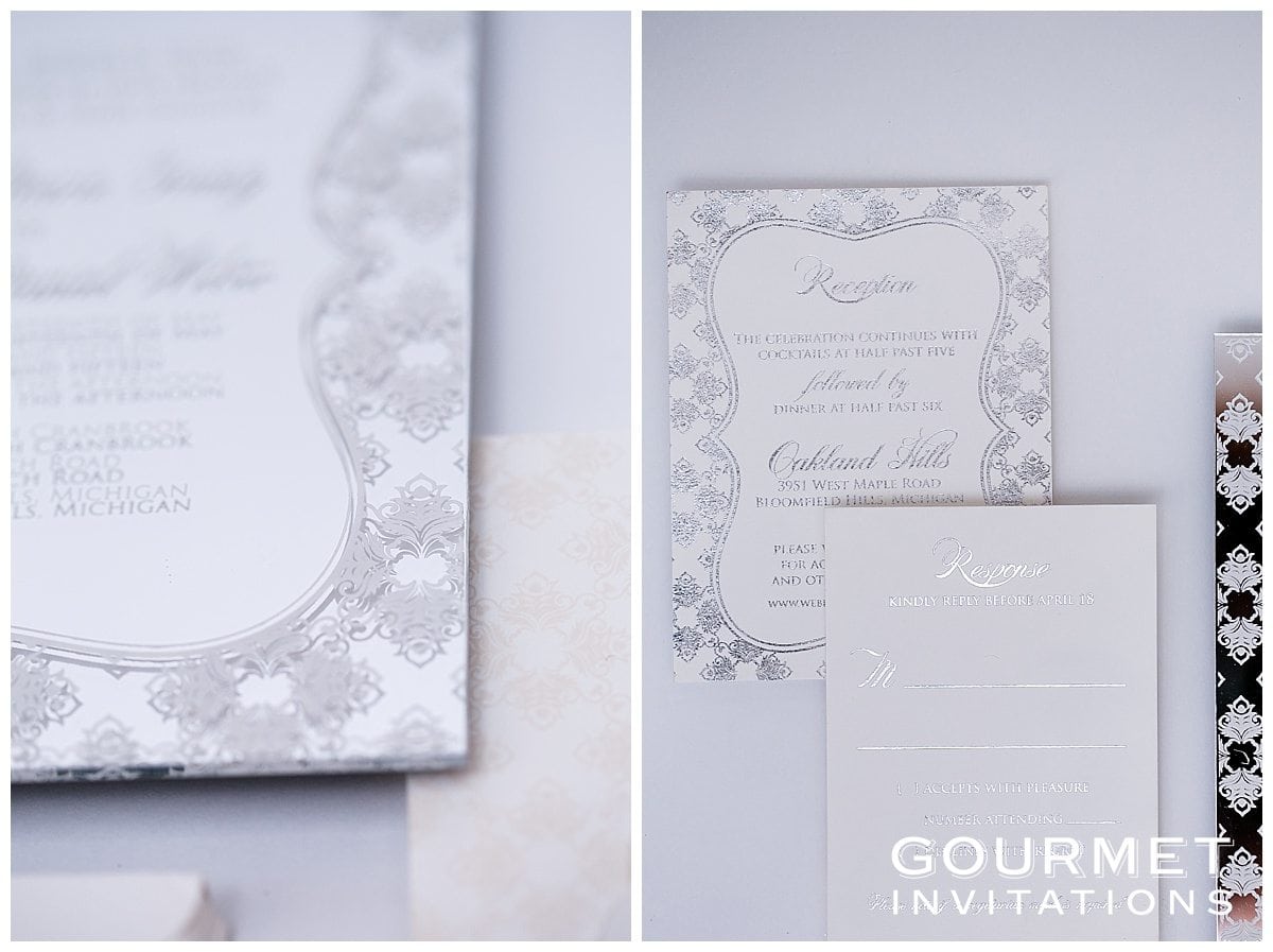silver foil wedding invitation