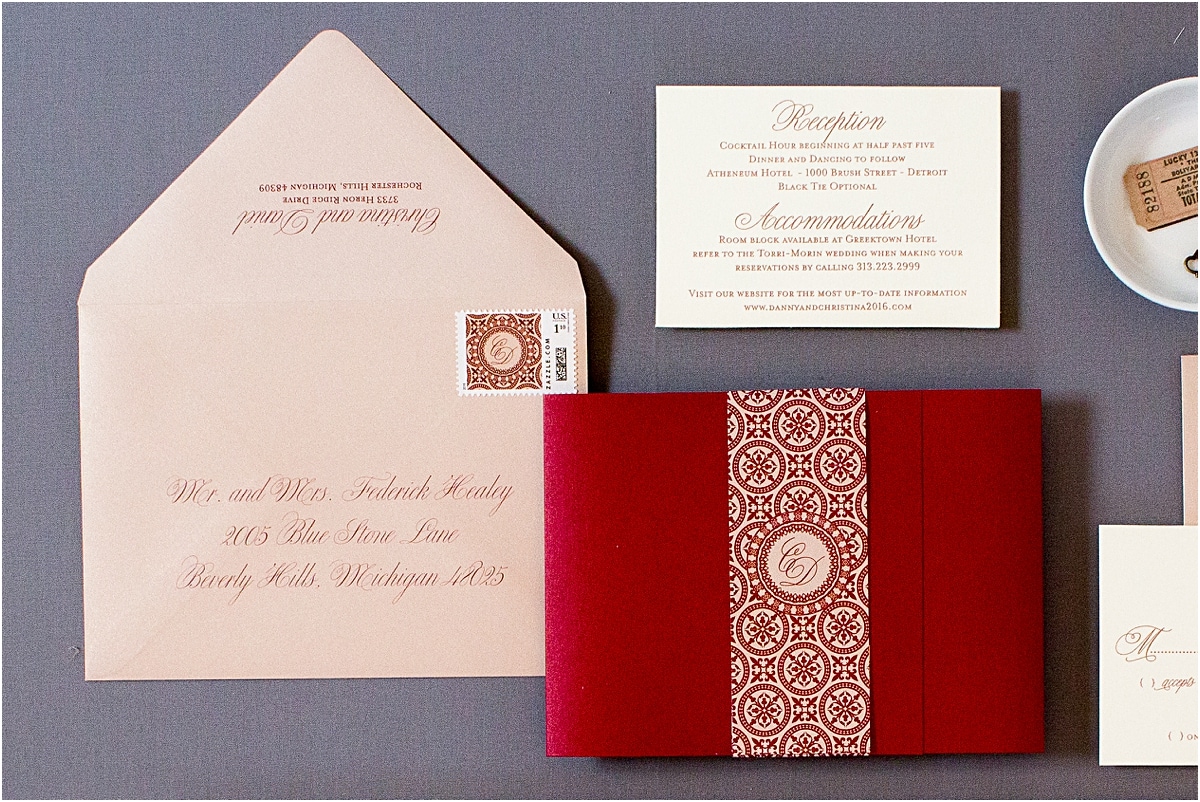 rose gold wedding invitation