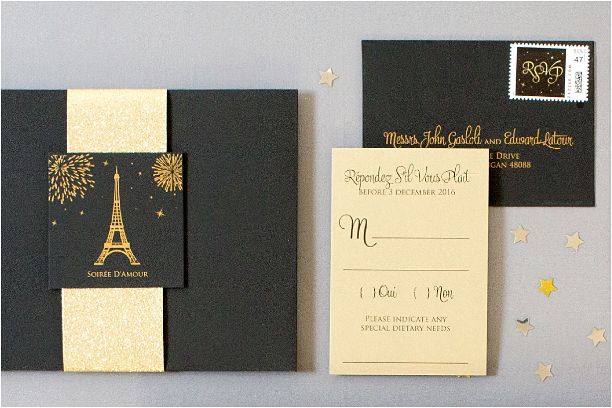 black and gold invitations
