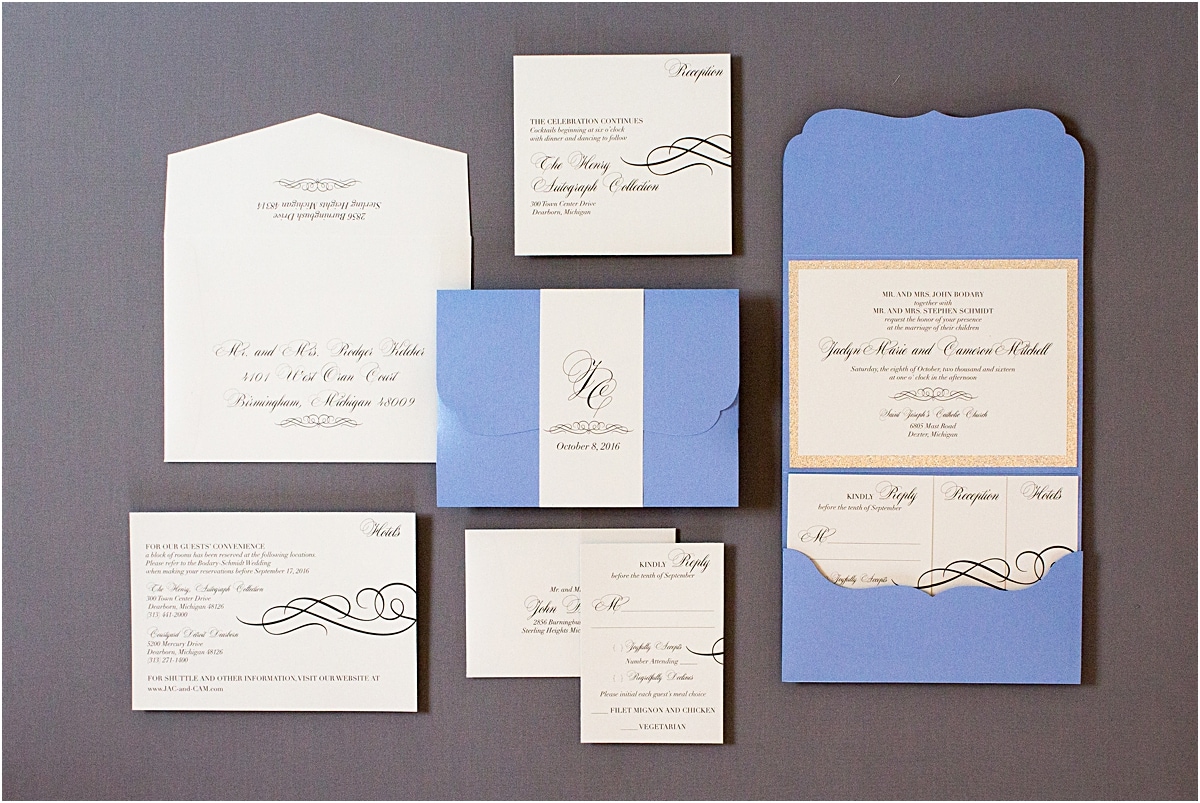 blue and silver wedding invitations