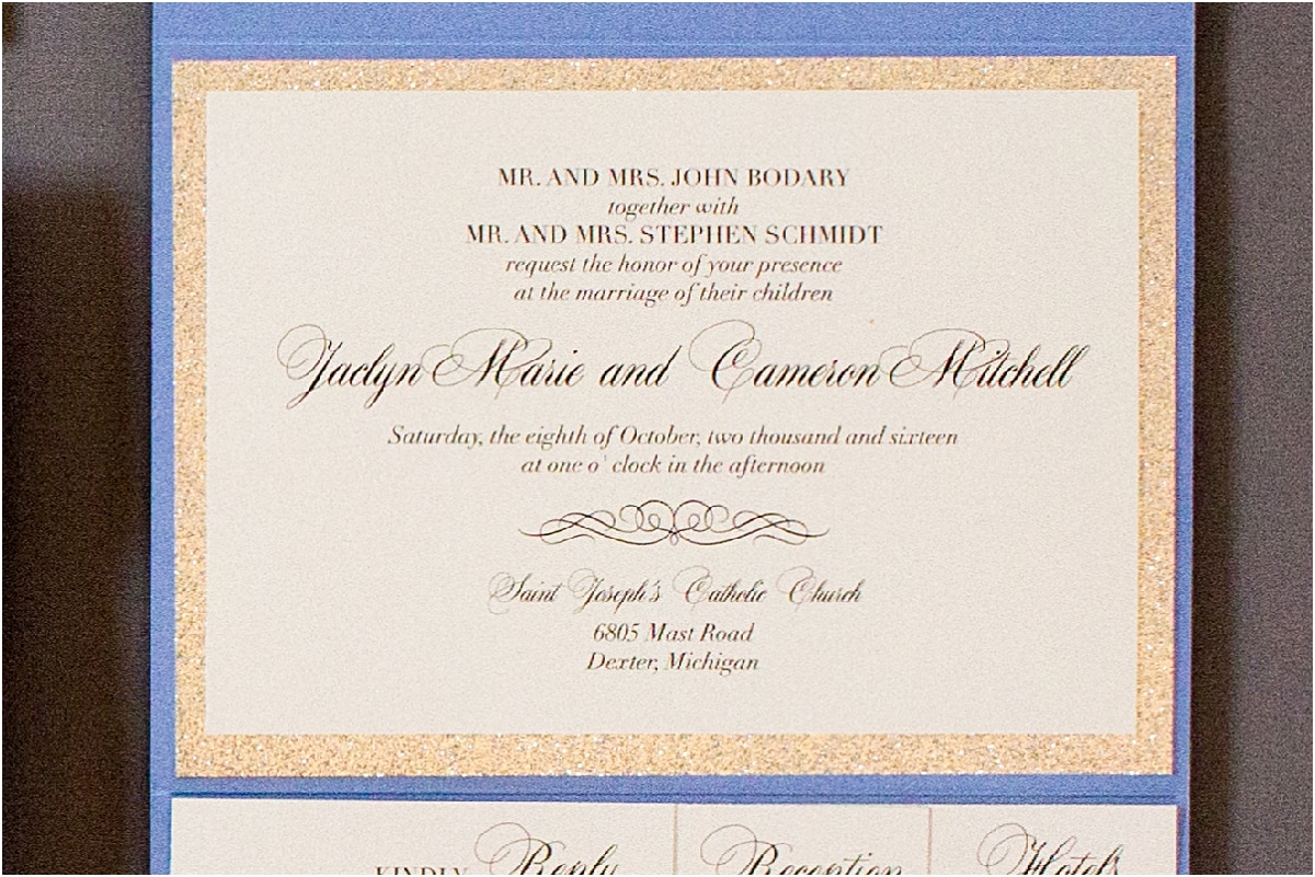 silver glitter wedding invitation