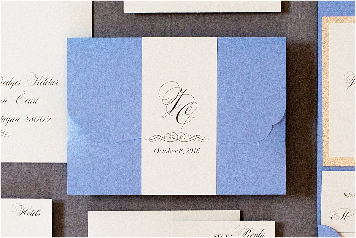 wedding invitation with monogram wrap